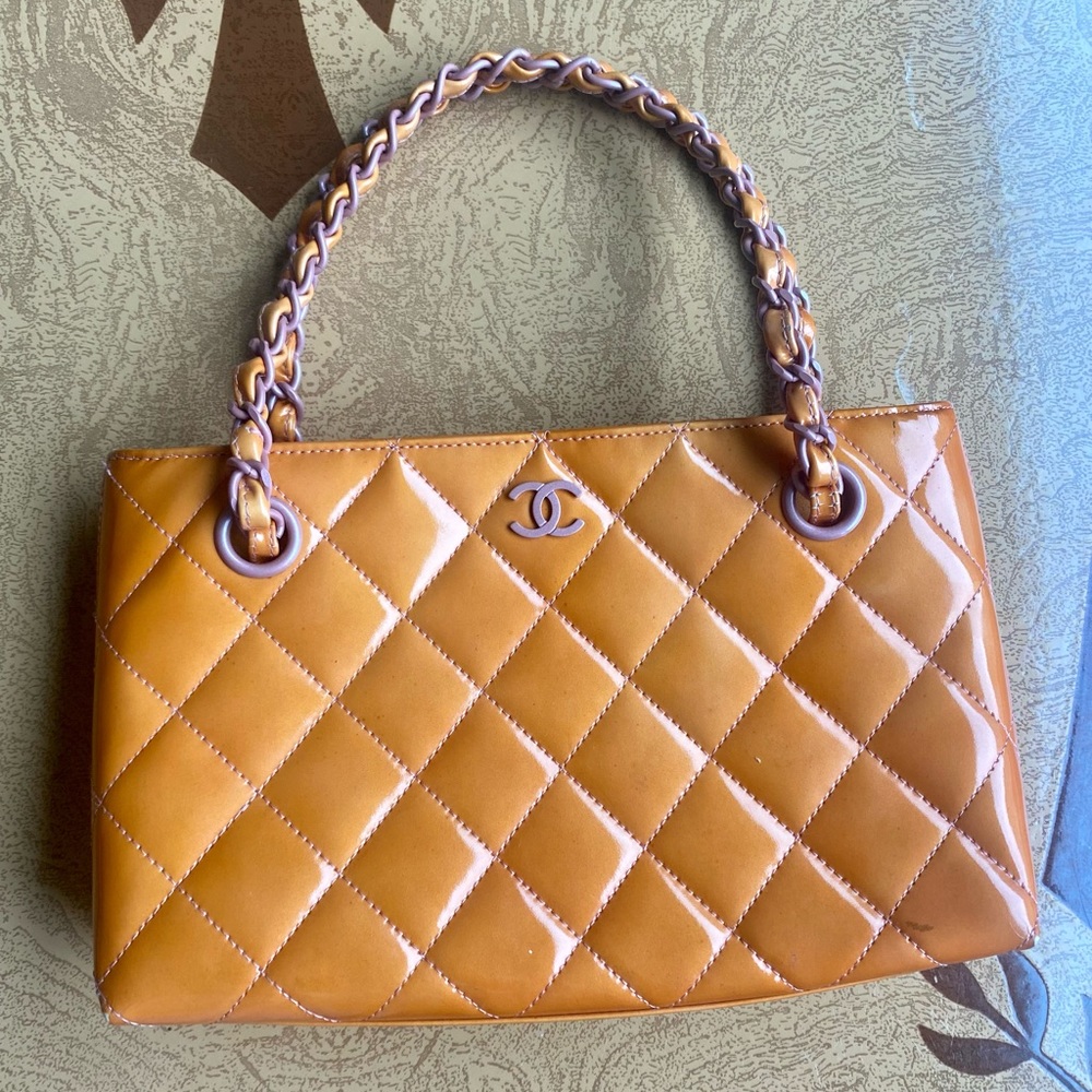 RARE Early 2000s Chanel Mini Burnt Orange Patent Leather Bag OFFERS WELCOME